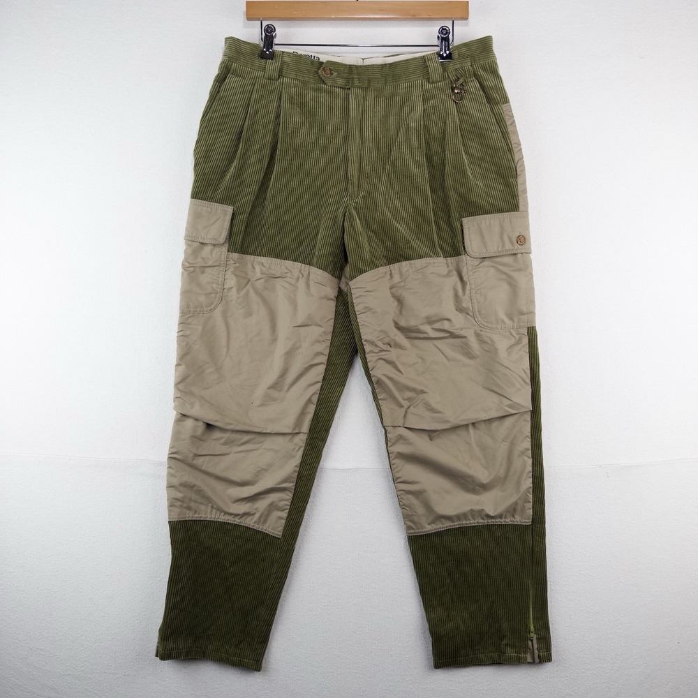 90's Vtg Beretta Green Italian Corduroy Patchwork Hunting Pants Men's 34x27 (52)